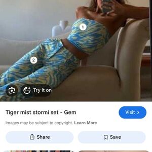 Tiger Mist blue and yellow print PANTS ONLY